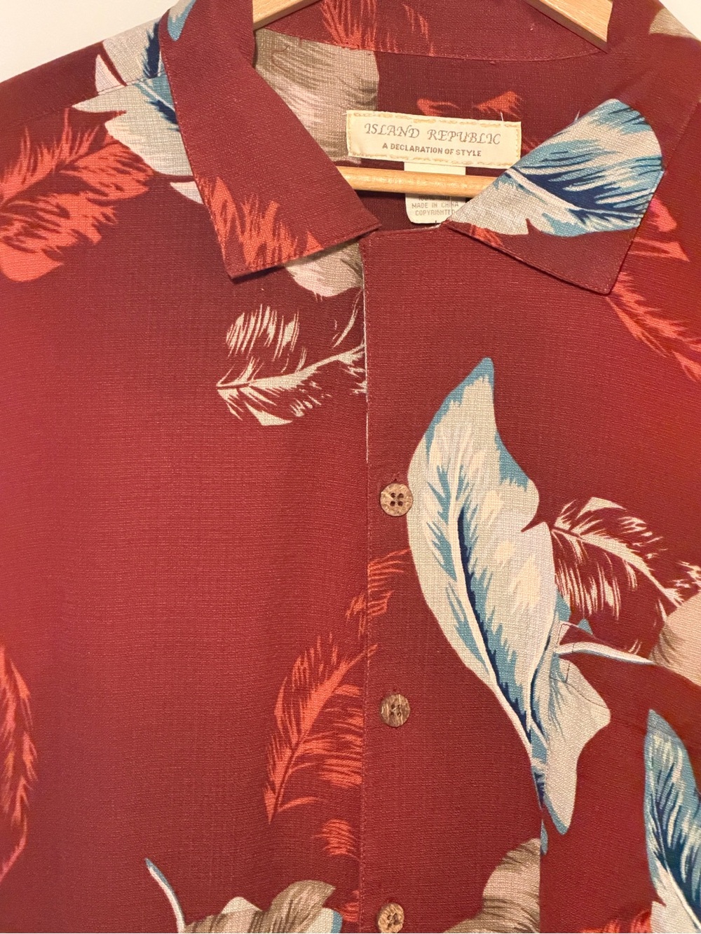 Island Republic Island Style 100% Silk Lightweight Red Shirt Jacket